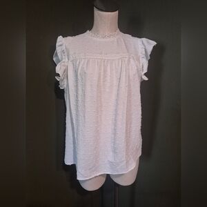White Ruffle Sleeve Top